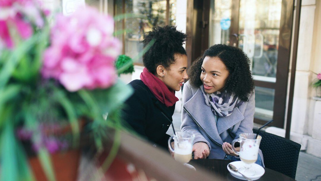 secret conversation in cafe